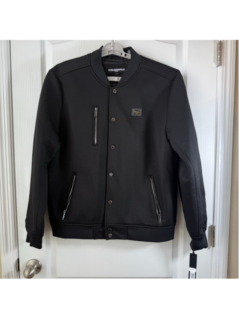 Men's KARL LAGERFELD PARIS Black Bomber Jacket Size L